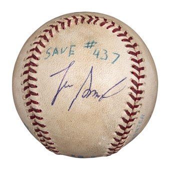 1995 Lee Smith Game Used/Signed Career Save #437 Baseball Used on 5/1/95 (Smith LOA)